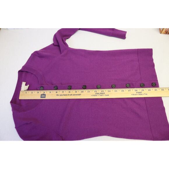 Banana Republic Extra Fine Merino Wool Botton Purple Button Up Sweater XS (25) - Picture 6 of 6